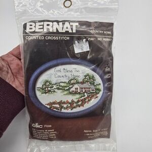 Vtg 1986 Bernat Counted Cross-stitch Country Home #H00647 New Sealed